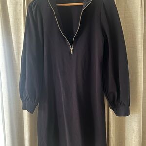 Sophisticated Black Long Sleeve Dress with Zipper